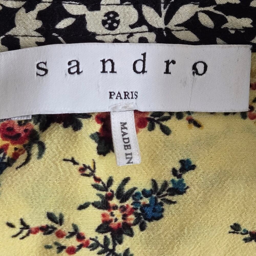 Sandro Paris Patchwork Silk Floral Mini Dress Size 1 S - Boho French Girl - Picture 10 of 14